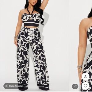 Fashion Nova Belina Pant Set- Black/White Size: S
